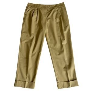 Trina Turk trousers chino tan khaki pants cuffed straight leg size 10